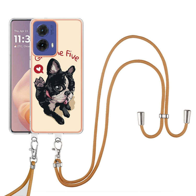 For Motorola Moto G85 Electroplating Dual-side IMD Phone Case with Lanyard