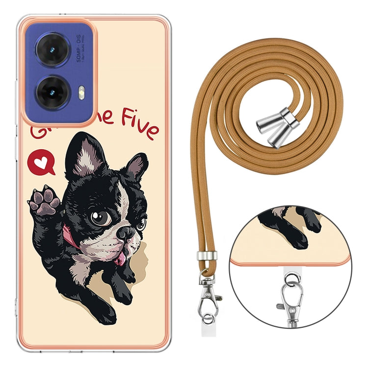 For Motorola Moto G85 Electroplating Dual-side IMD Phone Case with Lanyard