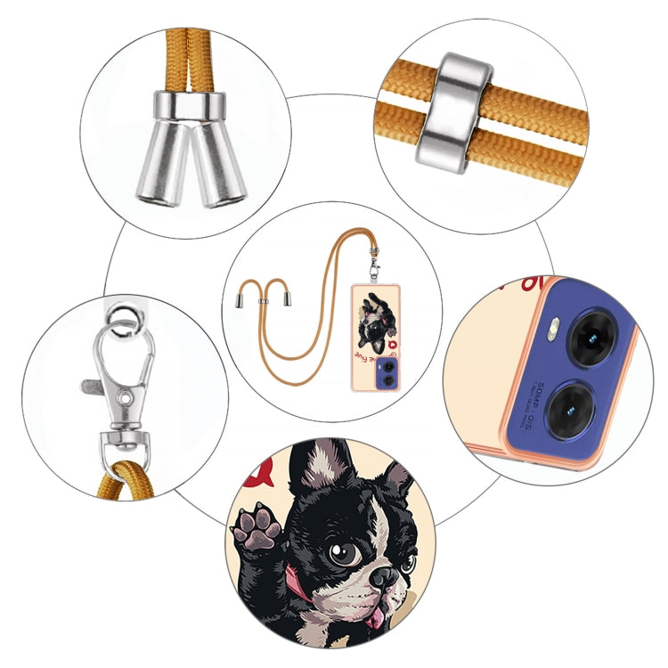 For Motorola Moto G85 Electroplating Dual-side IMD Phone Case with Lanyard