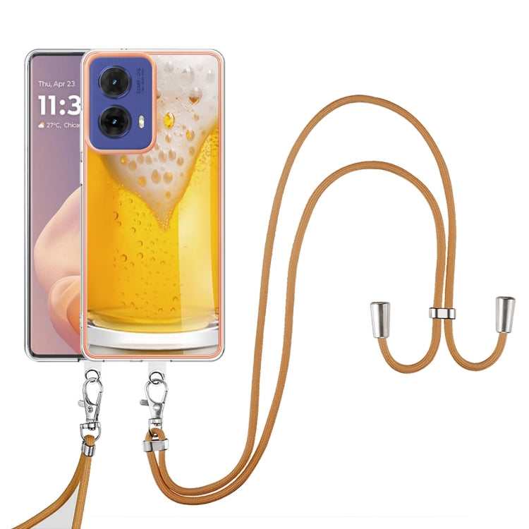 For Motorola Moto G85 Electroplating Dual-side IMD Phone Case with Lanyard