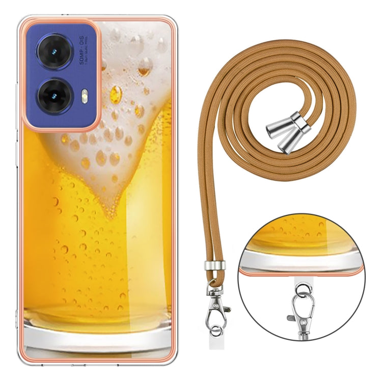 For Motorola Moto G85 Electroplating Dual-side IMD Phone Case with Lanyard