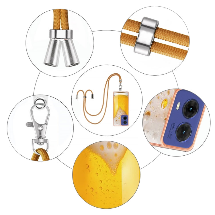 For Motorola Moto G85 Electroplating Dual-side IMD Phone Case with Lanyard
