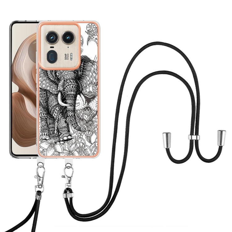 For Motorola Edge 50 Ultra Electroplating Dual-side IMD Phone Case with Lanyard