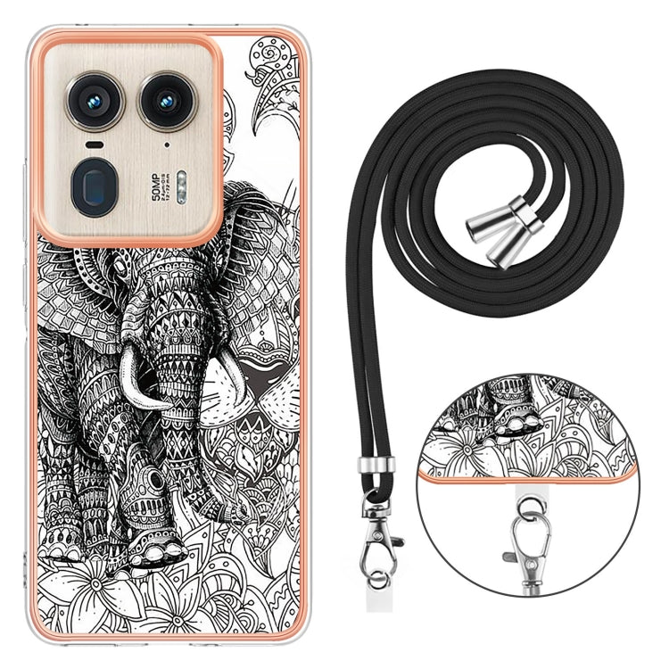 For Motorola Edge 50 Ultra Electroplating Dual-side IMD Phone Case with Lanyard
