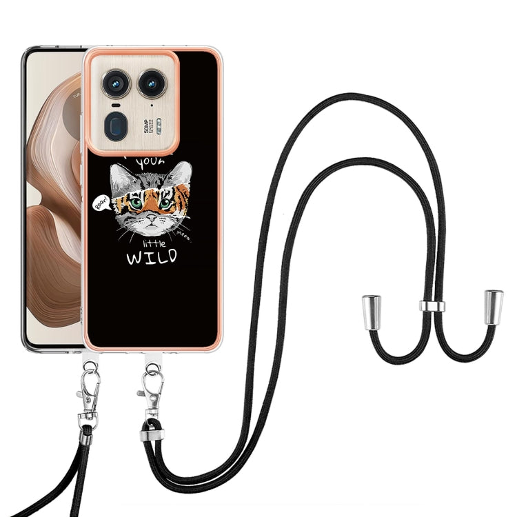 For Motorola Edge 50 Ultra Electroplating Dual-side IMD Phone Case with Lanyard