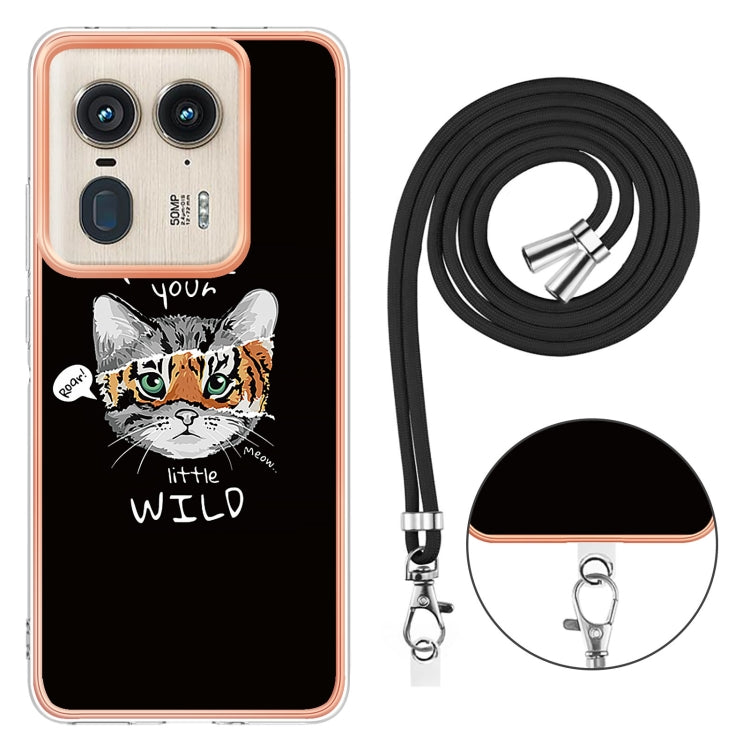For Motorola Edge 50 Ultra Electroplating Dual-side IMD Phone Case with Lanyard