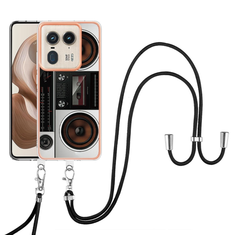 For Motorola Edge 50 Ultra Electroplating Dual-side IMD Phone Case with Lanyard