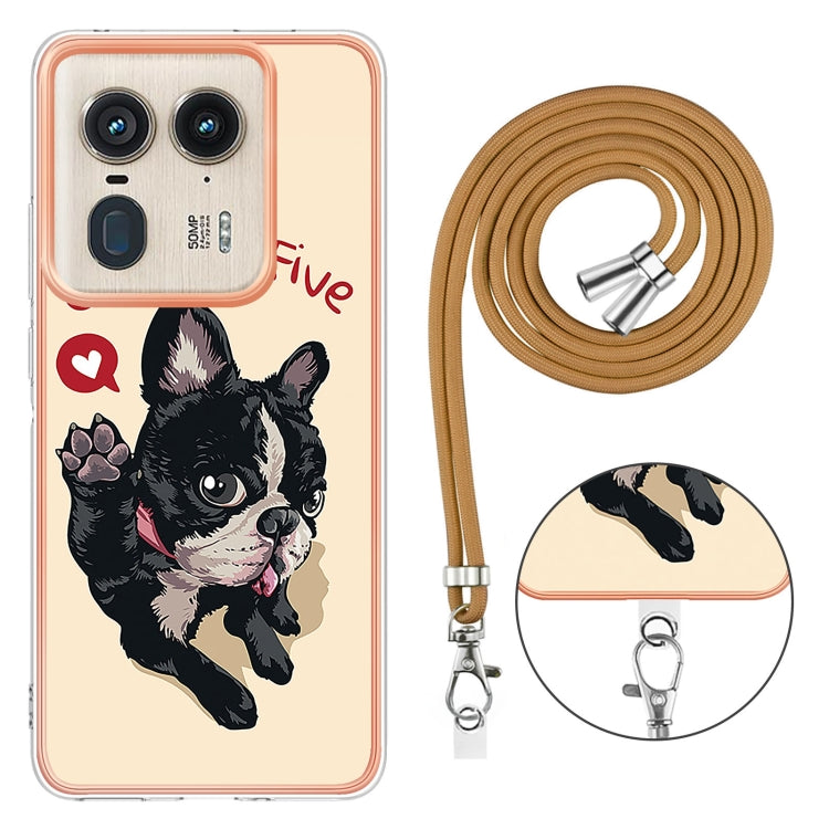 For Motorola Edge 50 Ultra Electroplating Dual-side IMD Phone Case with Lanyard