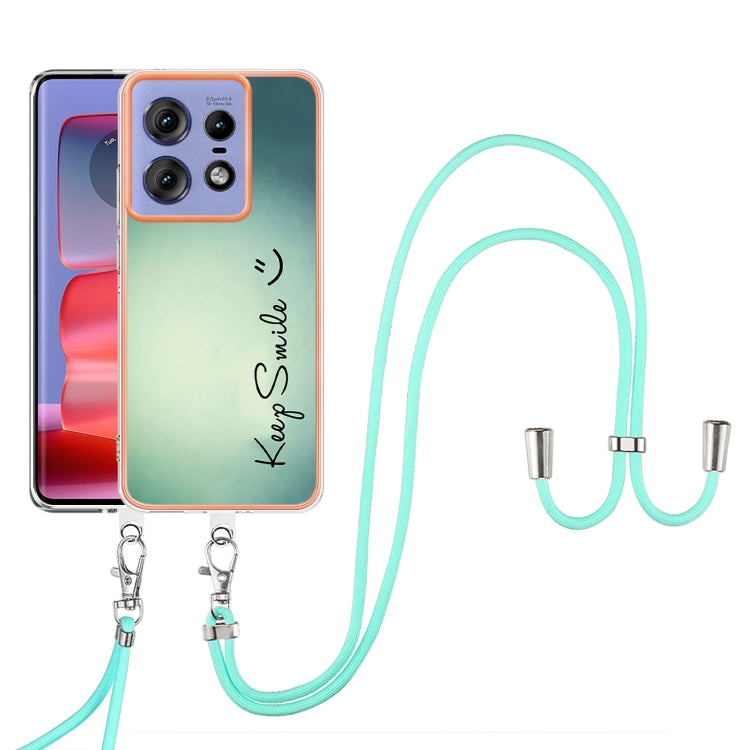 For Motorola Edge 50 Pro Electroplating Dual-side IMD Phone Case with Lanyard
