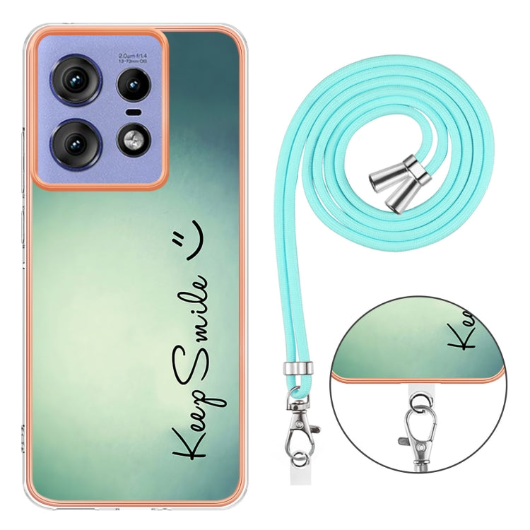 For Motorola Edge 50 Pro Electroplating Dual-side IMD Phone Case with Lanyard