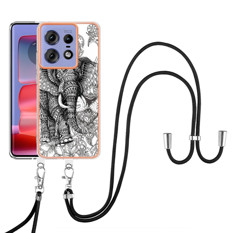 For Motorola Edge 50 Pro Electroplating Dual-side IMD Phone Case with Lanyard