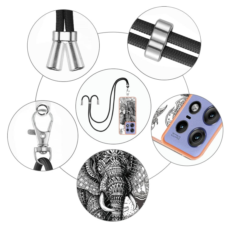 For Motorola Edge 50 Pro Electroplating Dual-side IMD Phone Case with Lanyard