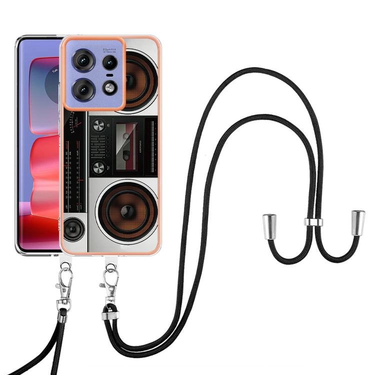 For Motorola Edge 50 Pro Electroplating Dual-side IMD Phone Case with Lanyard