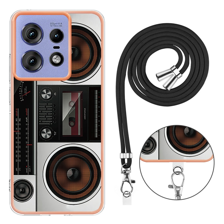 For Motorola Edge 50 Pro Electroplating Dual-side IMD Phone Case with Lanyard