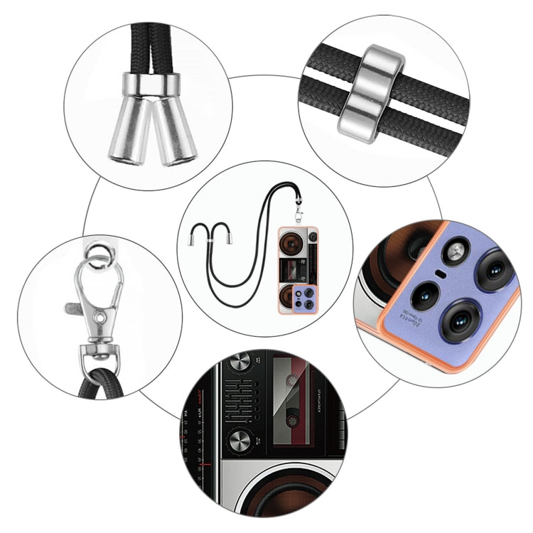 For Motorola Edge 50 Pro Electroplating Dual-side IMD Phone Case with Lanyard