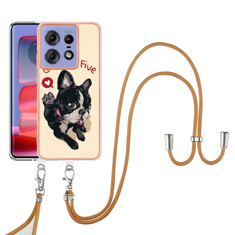 For Motorola Edge 50 Pro Electroplating Dual-side IMD Phone Case with Lanyard