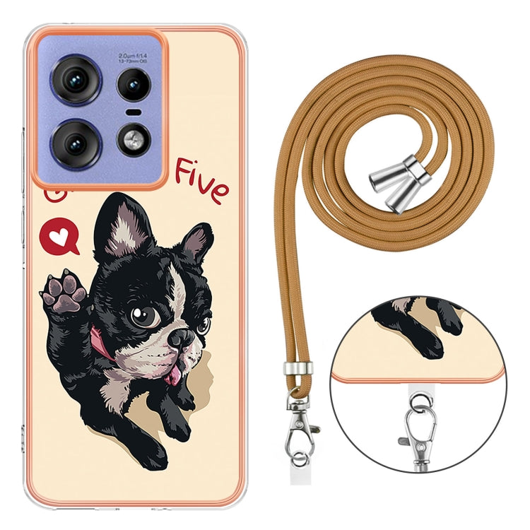 For Motorola Edge 50 Pro Electroplating Dual-side IMD Phone Case with Lanyard
