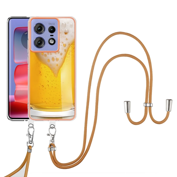 For Motorola Edge 50 Pro Electroplating Dual-side IMD Phone Case with Lanyard
