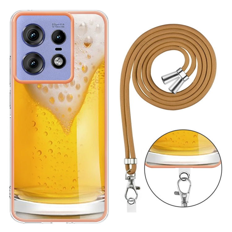For Motorola Edge 50 Pro Electroplating Dual-side IMD Phone Case with Lanyard