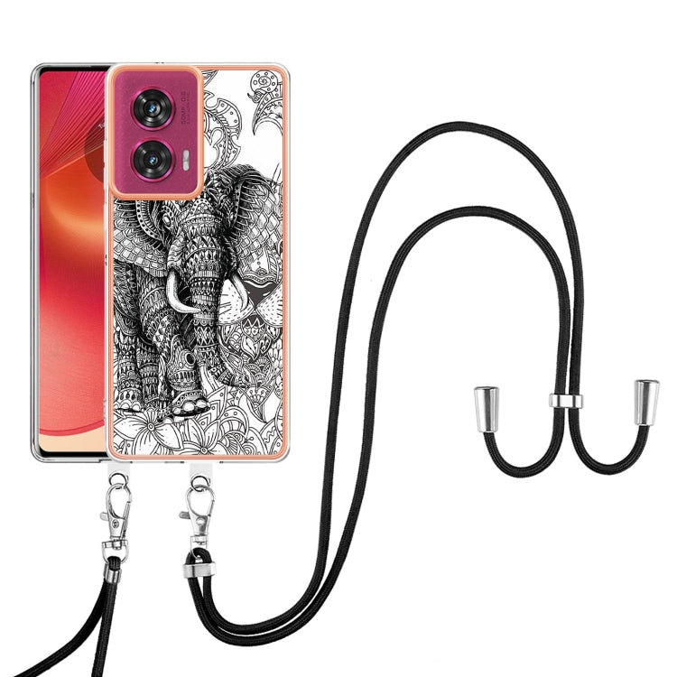 For Motorola Edge 50 Fusion Electroplating Dual-side IMD Phone Case with Lanyard