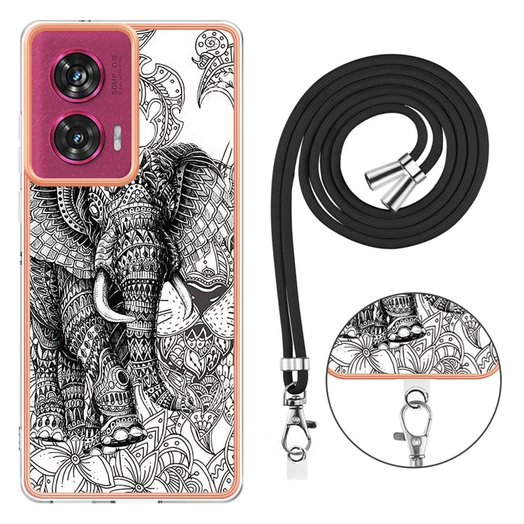 For Motorola Edge 50 Fusion Electroplating Dual-side IMD Phone Case with Lanyard
