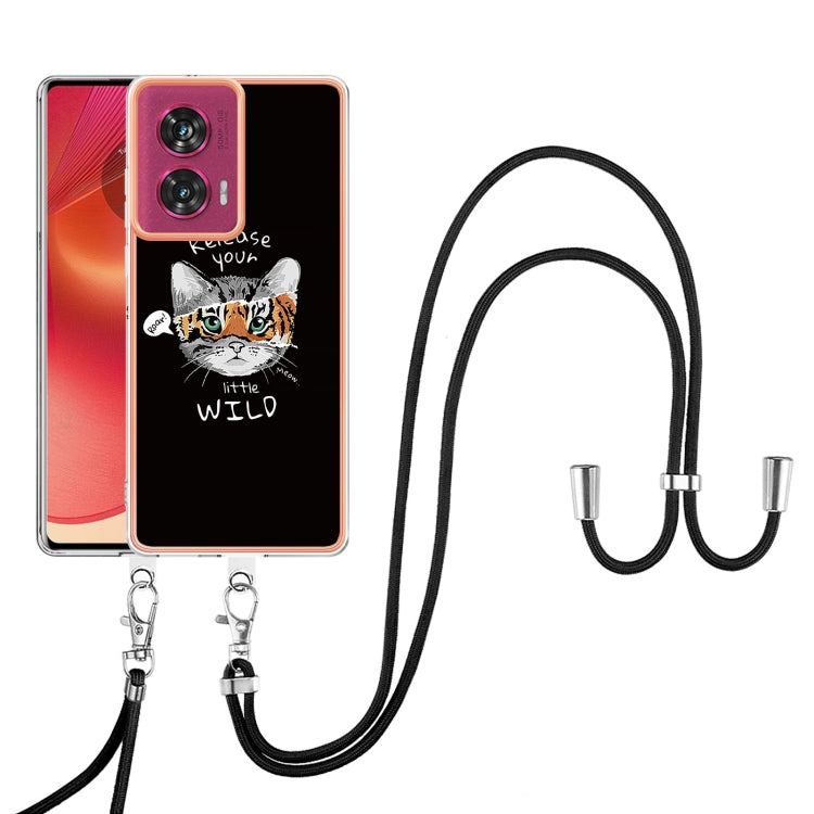 For Motorola Edge 50 Fusion Electroplating Dual-side IMD Phone Case with Lanyard