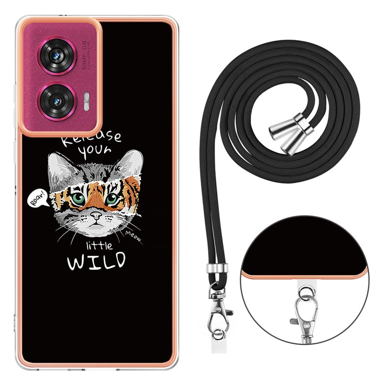 For Motorola Edge 50 Fusion Electroplating Dual-side IMD Phone Case with Lanyard