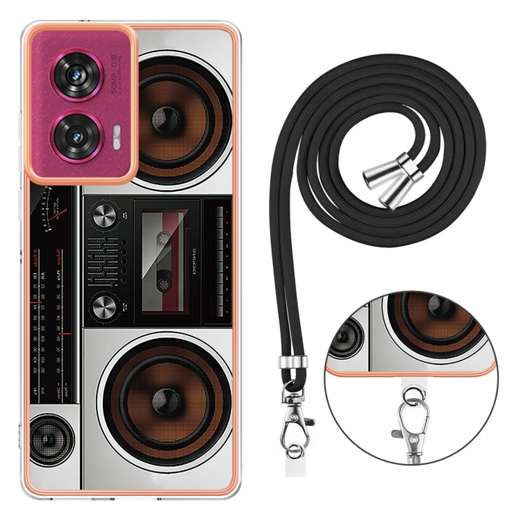 For Motorola Edge 50 Fusion Electroplating Dual-side IMD Phone Case with Lanyard