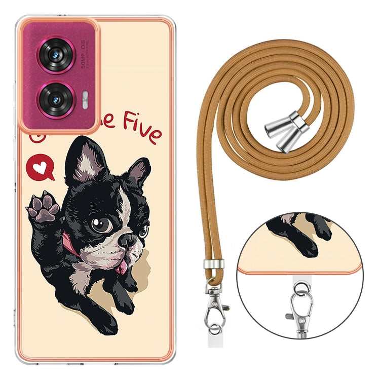 For Motorola Edge 50 Fusion Electroplating Dual-side IMD Phone Case with Lanyard