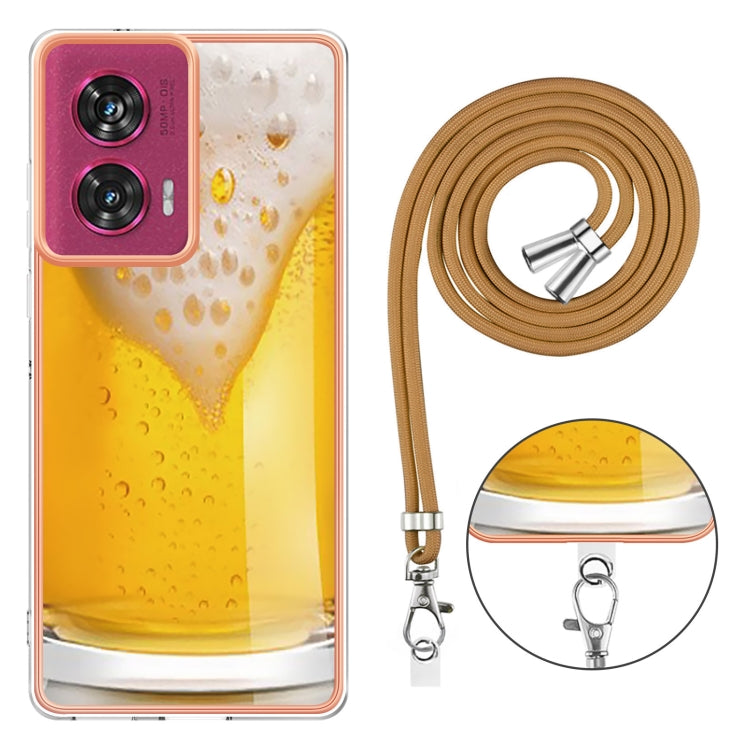 For Motorola Edge 50 Fusion Electroplating Dual-side IMD Phone Case with Lanyard