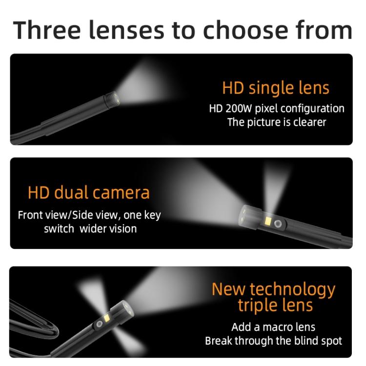 T23 5mm Dual Lenses 7 inch Screen Industrial Endoscope, Spec:10m Tube
