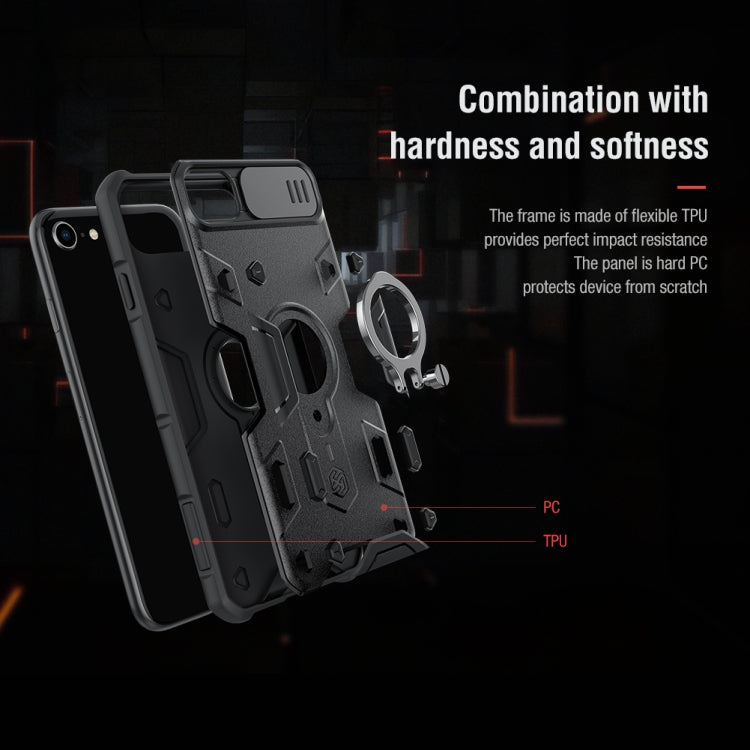 For iPhone SE 2022 / SE 2020 / 8 / 7 NILLKIN Shockproof CamShield Armor Protective Case with Invisible Ring Holder