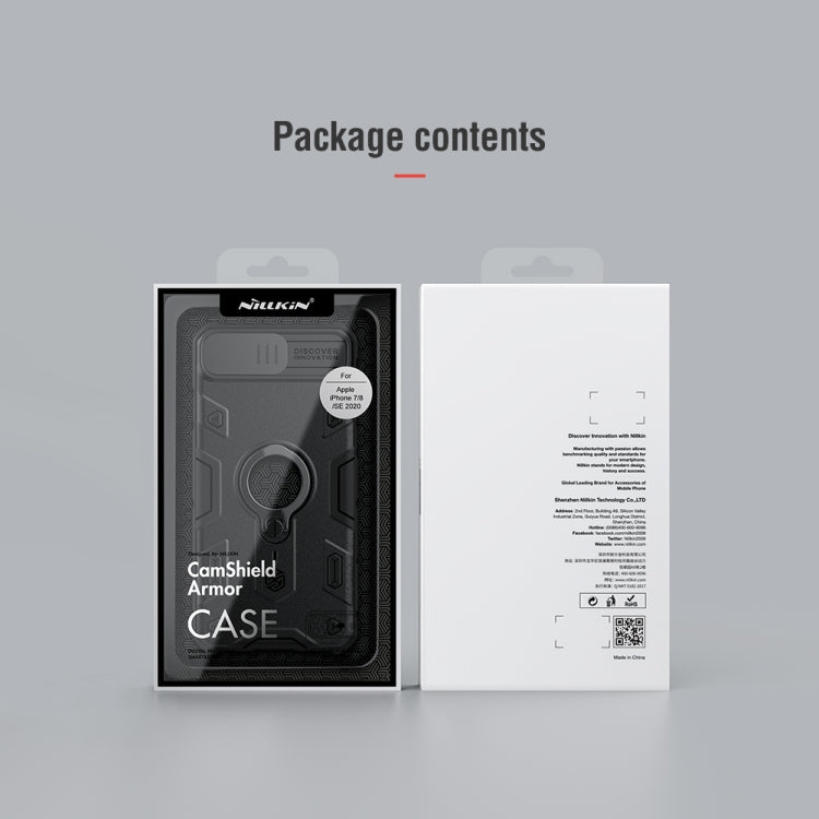 For iPhone SE 2022 / SE 2020 / 8 / 7 NILLKIN Shockproof CamShield Armor Protective Case with Invisible Ring Holder