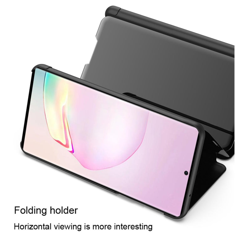 For Samsung Galaxy Note20 Ultra Plated Mirror Horizontal Flip Leather Case with Holder