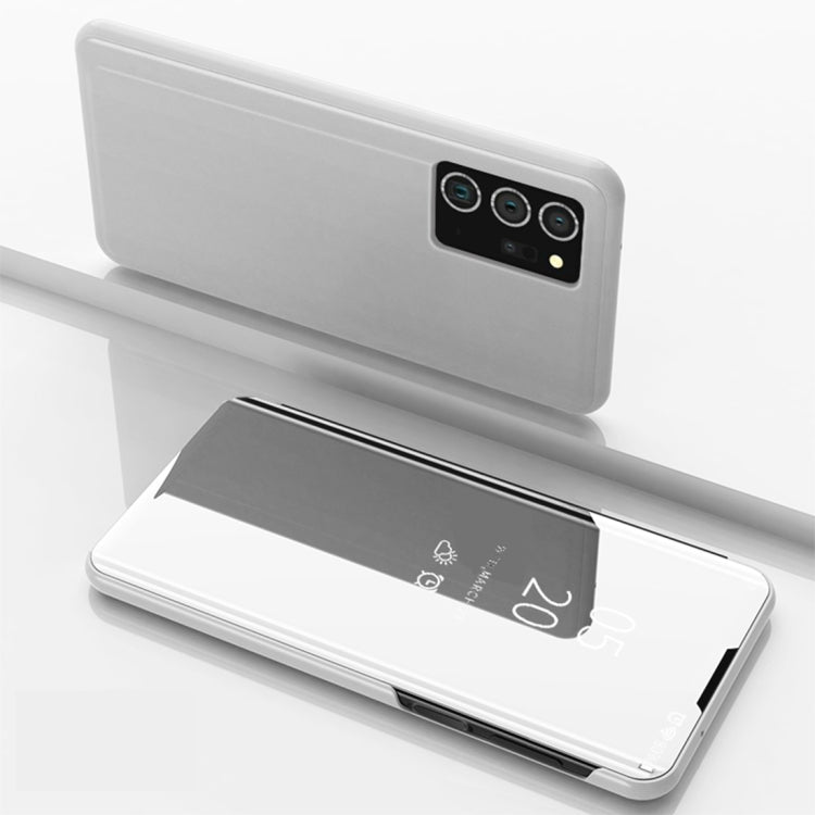For Samsung Galaxy Note20 Ultra Plated Mirror Horizontal Flip Leather Case with Holder