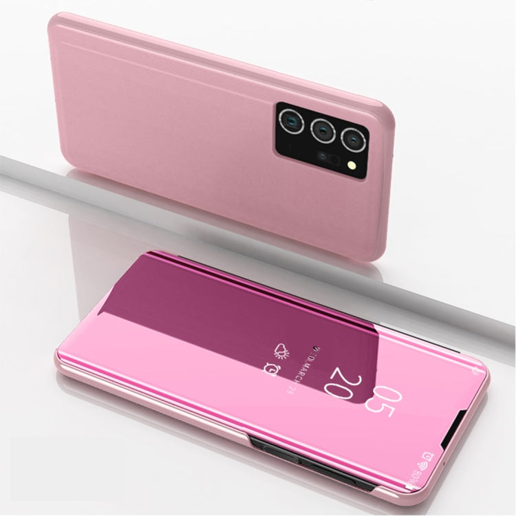 For Samsung Galaxy Note20 Ultra Plated Mirror Horizontal Flip Leather Case with Holder