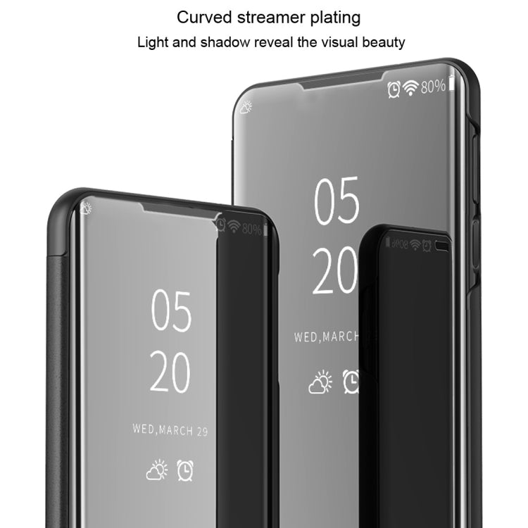 For Samsung Galaxy Note20 Ultra Plated Mirror Horizontal Flip Leather Case with Holder