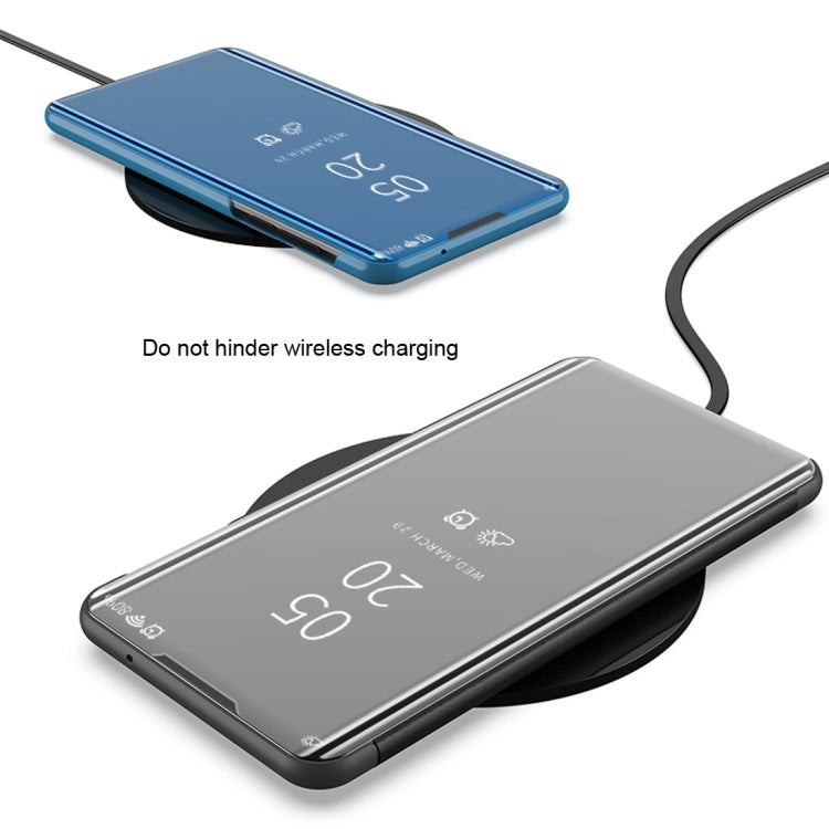 For Samsung Galaxy Note20 Ultra Plated Mirror Horizontal Flip Leather Case with Holder