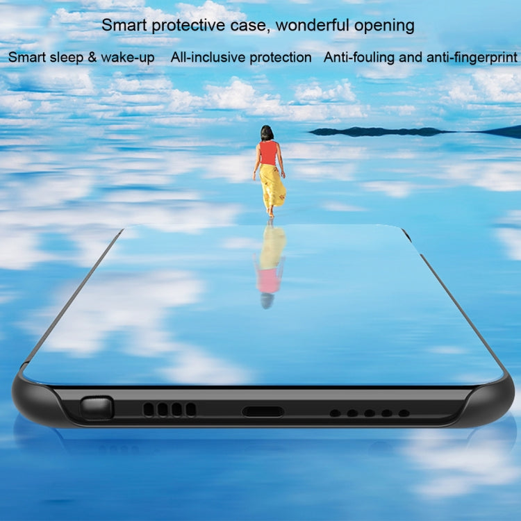 For Samsung Galaxy Note20 Ultra Plated Mirror Horizontal Flip Leather Case with Holder