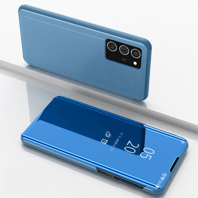 For Samsung Galaxy Note20 Ultra Plated Mirror Horizontal Flip Leather Case with Holder