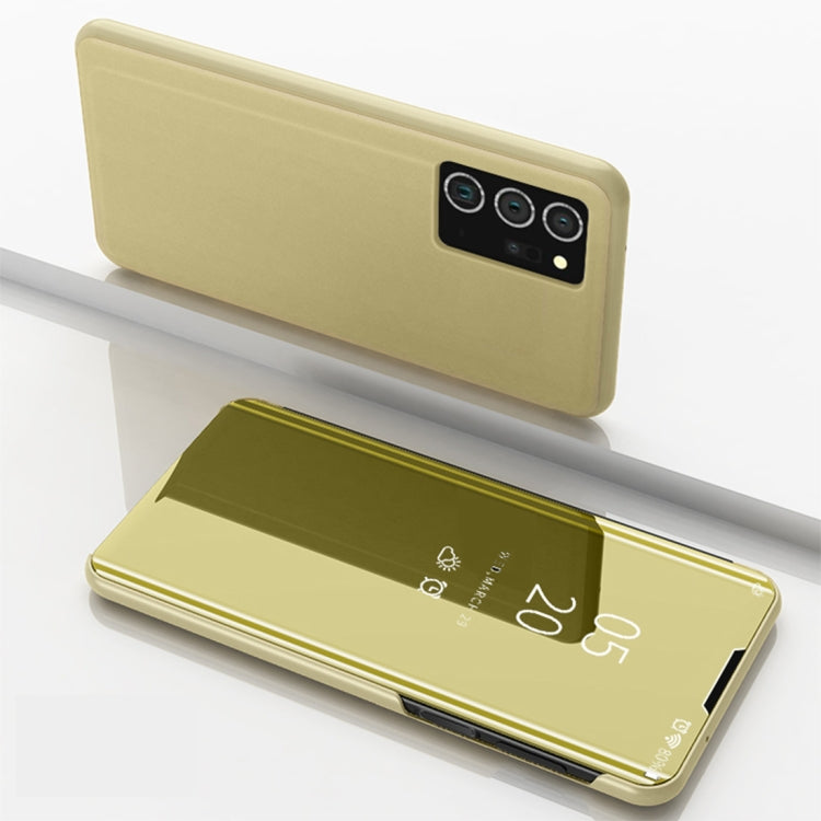 For Samsung Galaxy Note20 Ultra Plated Mirror Horizontal Flip Leather Case with Holder