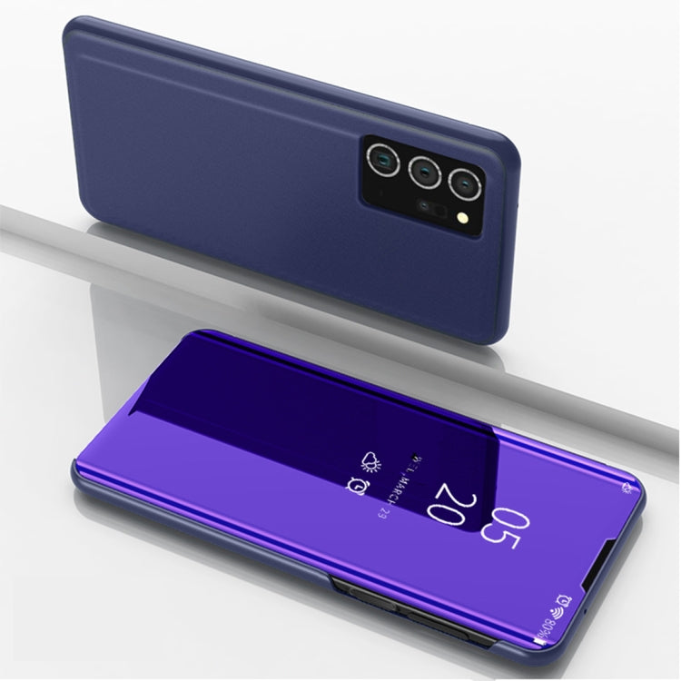 For Samsung Galaxy Note20 Ultra Plated Mirror Horizontal Flip Leather Case with Holder