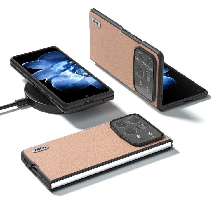 For Xiaomi Mix Fold 4 ABEEL Genuine Leather + PC Litchi Texture Phone Case