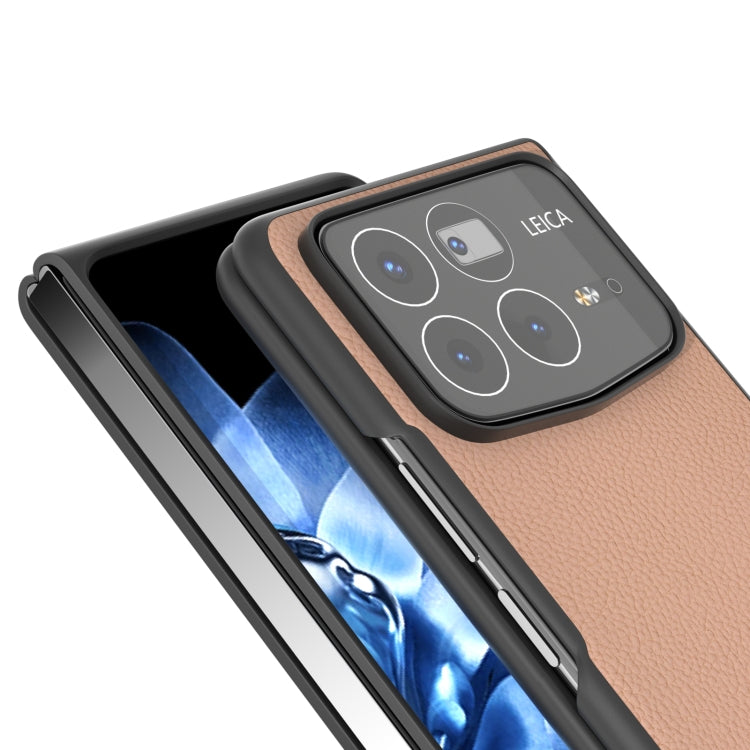 For Xiaomi Mix Fold 4 ABEEL Genuine Leather + PC Litchi Texture Phone Case