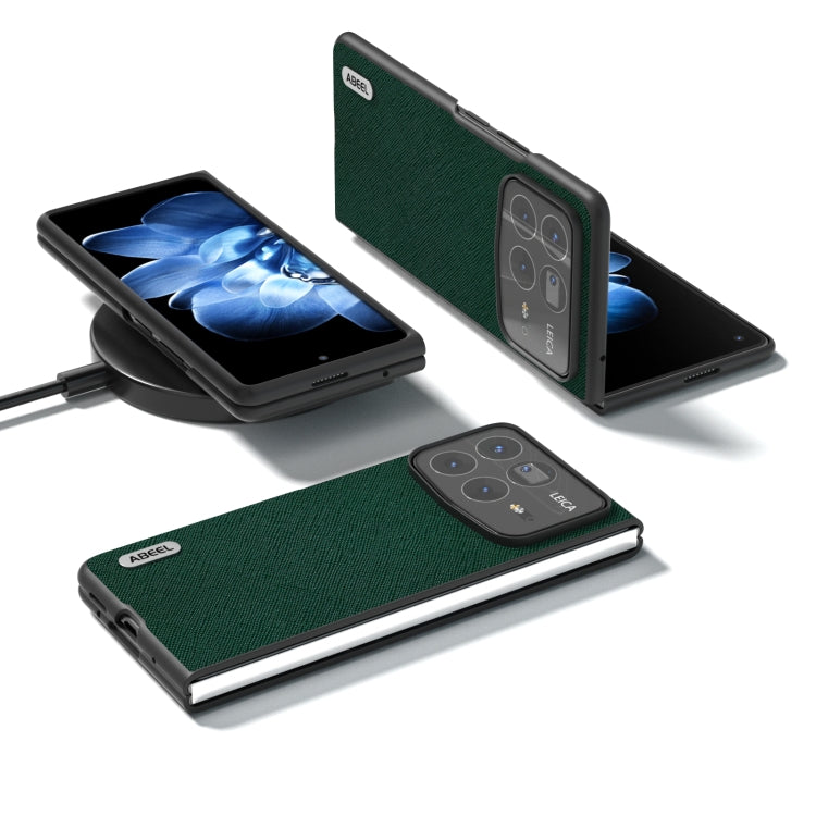 For Xiaomi Mix Fold 4 ABEEL Cross Texture Genuine Leather Phone Case