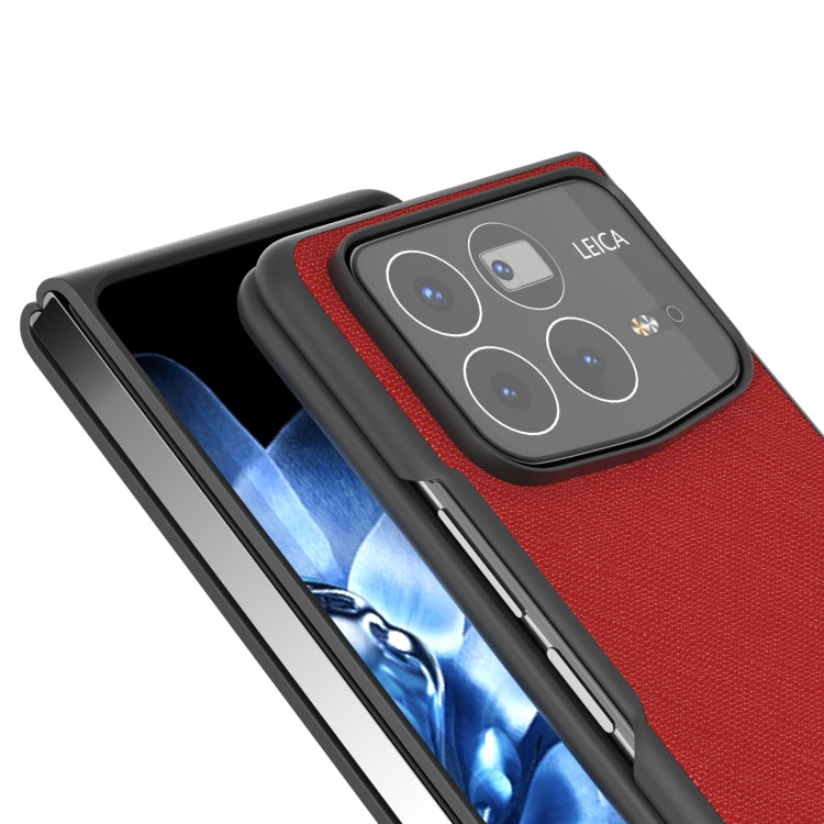 For Xiaomi Mix Fold 4 ABEEL Cross Texture Genuine Leather Phone Case
