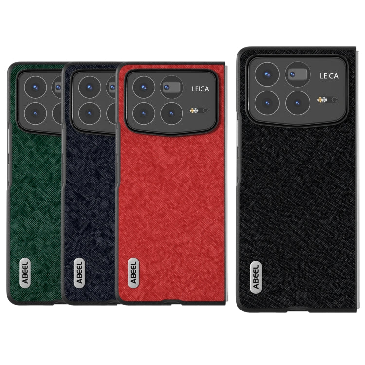 For Xiaomi Mix Fold 4 ABEEL Cross Texture Genuine Leather Phone Case
