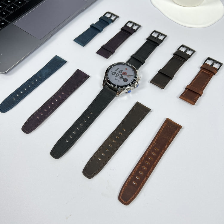 22mm Universal Retro Texture Leather Watch Band