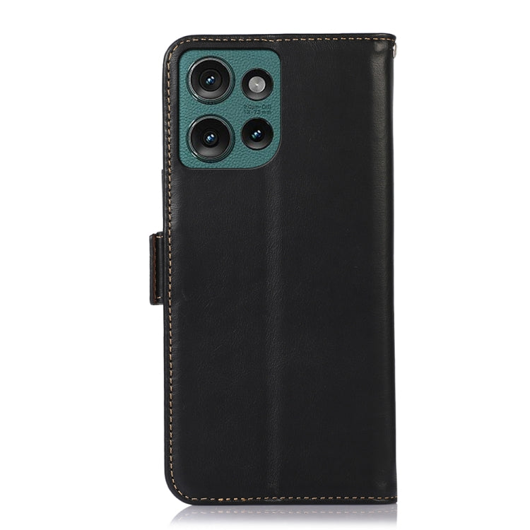 For Motorola Edge 50 Global Magnetic Crazy Horse Texture Genuine Leather RFID Phone Case