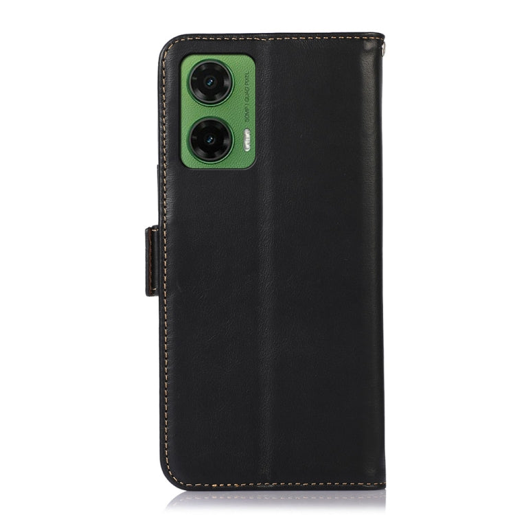 For Motorola Moto G35 Magnetic Crazy Horse Texture Genuine Leather RFID Phone Case